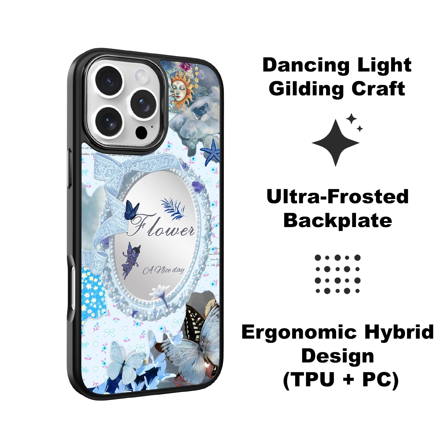 Mirror Blue Bow - iPhone Case